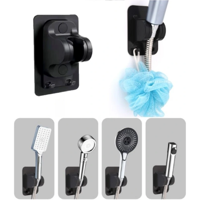 BFS Yapışkanlı Duş Başlığı Tutucu Ayarlı Askılı Siyah