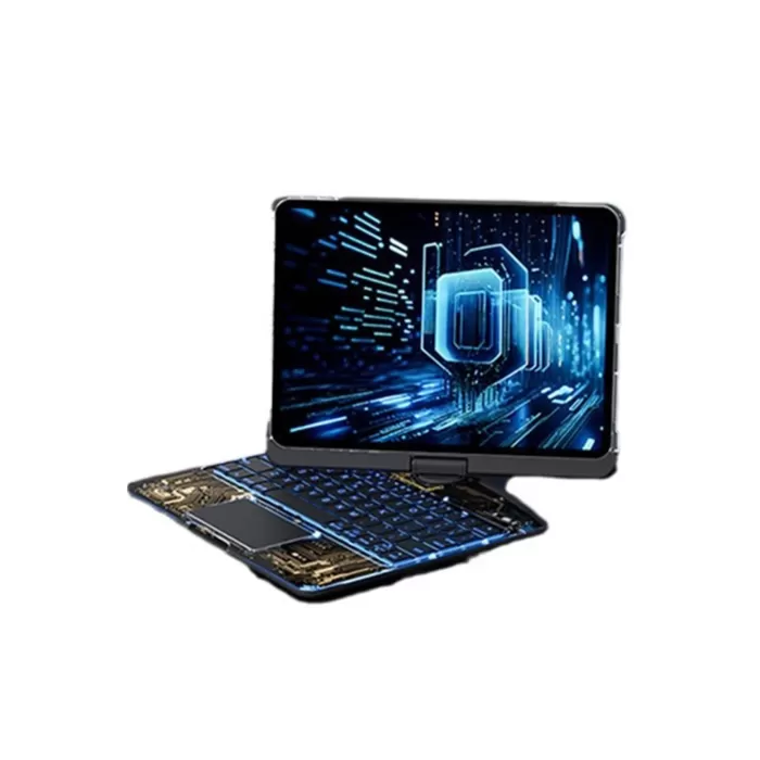 Newface JP12.9 iPad Pro 12.9 (2022) Kılıf Vales Dönen Ledli Klavyeli Tablet Kılıfı - Siyah