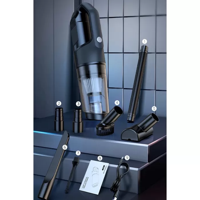 Newface VC006 50W 4000 mAh Bataryalı Kablosuz Çok Fonksiyonlu Araç Süpürge - Siyah