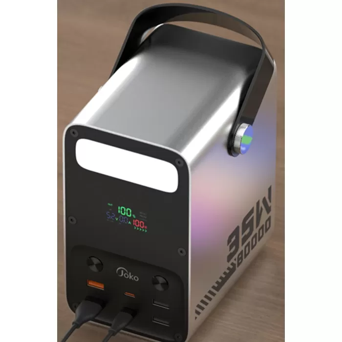Joko J52 80.000 mAh Dijital Şarj Göstergeli Led Işıklı 35W PD Powerbank - Gümüş