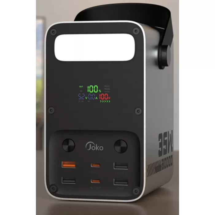 Joko J52 80.000 mAh Dijital Şarj Göstergeli Led Işıklı 35W PD Powerbank - Gümüş