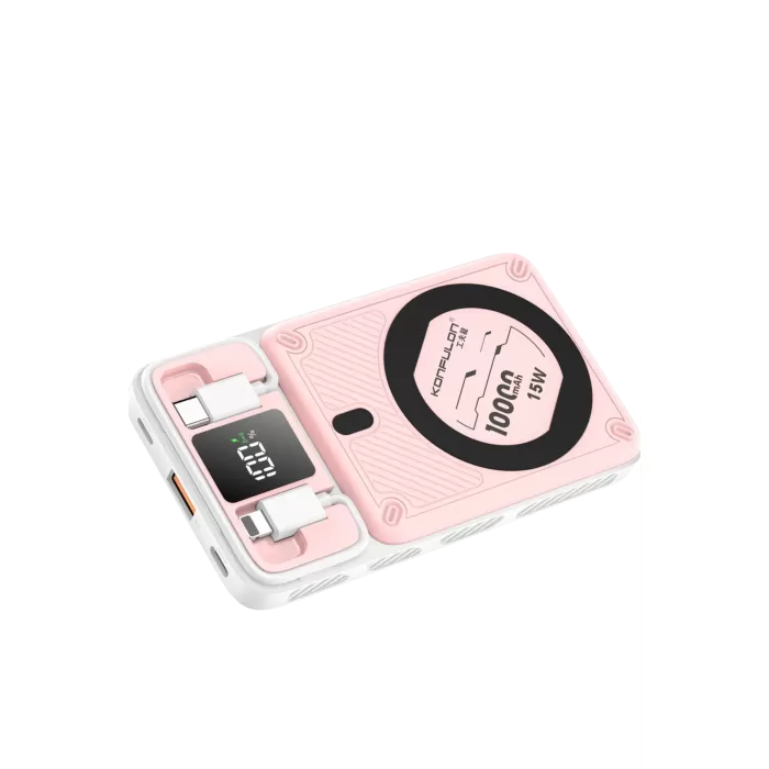 Konfulon M25W 10.000 mAh 20W PD Magsafe Powerbank - Pembe