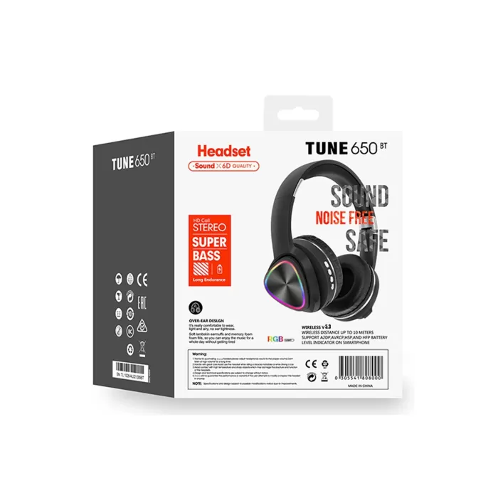 Karler Bass Tune 650 BT RGB Kablosuz Kafaüstü Kulaklık - Siyah