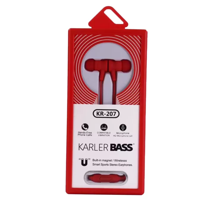 Karler Bass KR-207 Mıknatıslı Kablolu Kulaklık - Kırmızı
