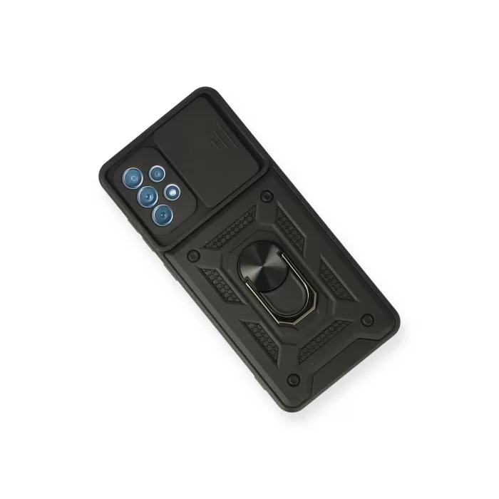 Newface Samsung Galaxy A32 Kılıf Pars Lens Yüzüklü Silikon - Siyah