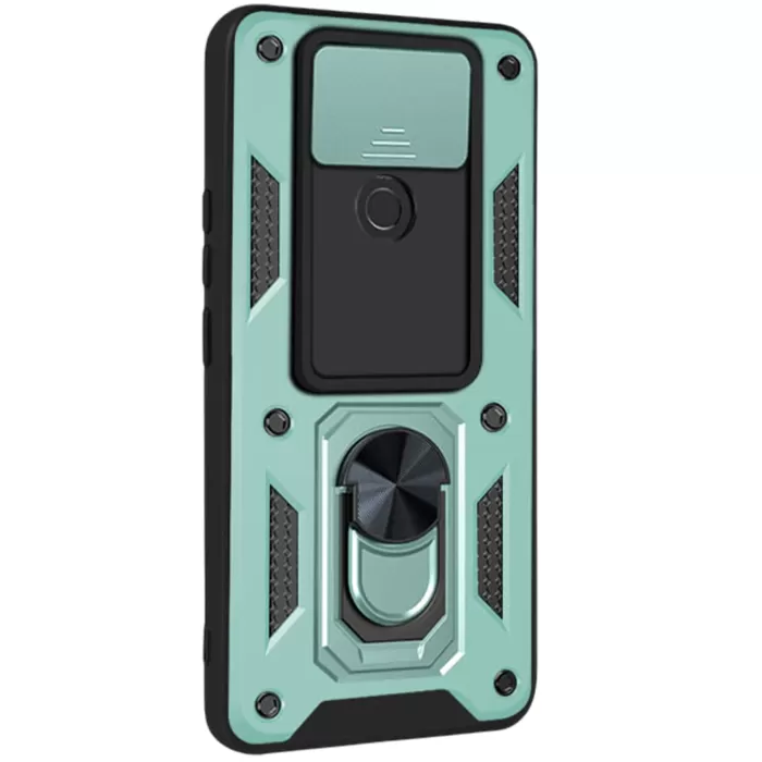 Newface Xiaomi Redmi Note 9 4G Kılıf Pars Lens Yüzüklü Silikon - Yeşil