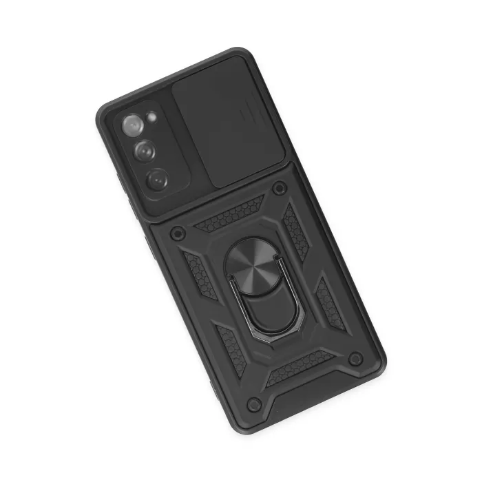 Newface Samsung Galaxy S20 FE Kılıf Pars Lens Yüzüklü Silikon - Siyah