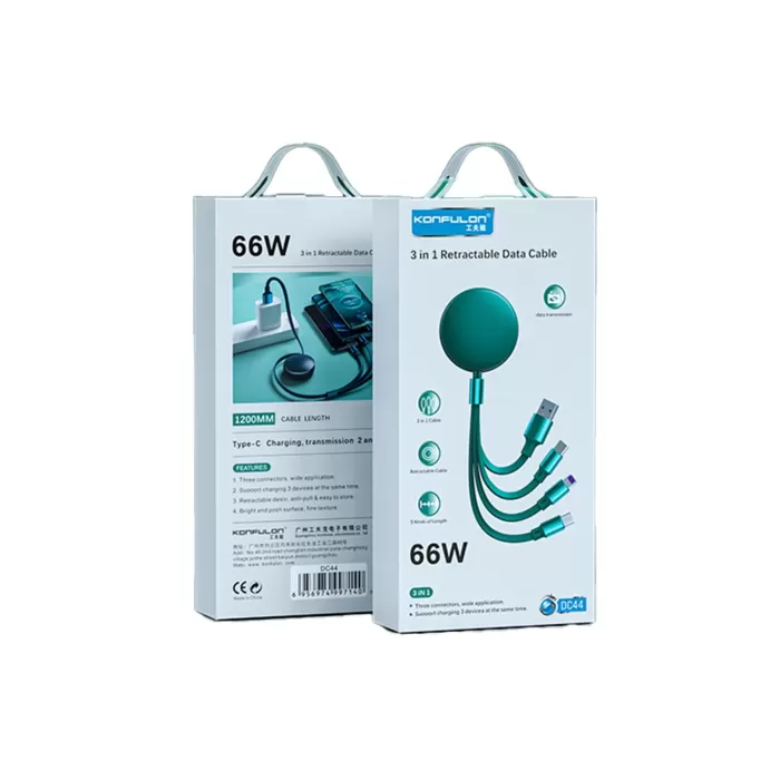 Konfulon DC44 3in1 66W Kablo - Yeşil