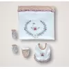 Erguvan Taç Nakışlı %100 Cotton Antibakteriyel Kız Bebek 10lu Zıbın Takımı Hastane Çıkışı Nar Çiçeği