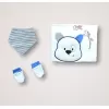 Minik Centilmen ı Nakışlı %100 Cotton Antibakteriyel 10lu Zıbın Takımı Hastane Çıkışı Mavi