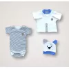 Minik Centilmen ı Nakışlı %100 Cotton Antibakteriyel 10lu Zıbın Takımı Hastane Çıkışı Mavi