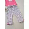 Full Star Nakışlı Şapkalı Uzun Kollu Sweat 3lü Erkek Bebek Takımı Fuşya