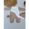 Lucky   Nakışlı Es Çizgi Boy Şapkalı Erkek Bebek Tulumu Kahverengi