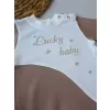 Lucky   Nakışlı Es Çizgi Boy Şapkalı Erkek Bebek Tulumu Kahverengi