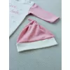 Lucky   Nakışlı Es Çizgi Boy Şapkalı Kız Bebek Tulumu Pembe