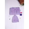 Robası Astarlı Fiyonk Şapkalı Kız Bebek Tulum
