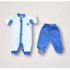 Minik Centilmen ı Nakışlı %100 Cotton Antibakteriyel 10lu Zıbın Takımı Hastane Çıkışı Mavi