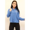 Moda Çizgi Taşlı  Keten Gömlek MC2301 İndigo