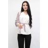 Moda Çizgi Büzgülü Şifon Kol Bluz Ekru