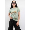 Moda Çizgi Shine Baskılı Tshirt Mint