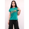 Moda Çizgi Shine Baskılı Tshirt Yeşil