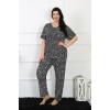 Moda Çizgi Kadın 5XL-6XL-7XL-8XL Büyük Beden Kısa Kol Pijama Takım 75011
