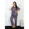 Moda Çizgi Kadın 5XL-6XL-7XL-8XL Büyük Beden Kısa Kol Pijama Takım 75008