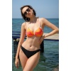Moda Çizgi Kadın Yarım Destekli Alt Üst Bikini Takım Turuncu 35012