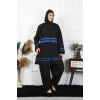 Moda Çizgi Büyük Beden Tesettür Mayo 7XL-8XL-9XL-10XL Siyah 55011