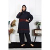 Moda Çizgi Büyük Beden Tesettür Mayo 7XL-8XL-9XL-10XL Lacivert 55010