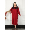 Moda Çizgi Big Uzun Kol Dantelli Bordo Anne Gecelik 1355