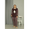 Moda Çizgi Welsoft Polar Kadın Büyük Beden Mürdüm Pijama Takımı 808048