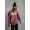 Erkek Güvercin Baskılı Sweatshirt - Gül Kurusu