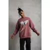 Erkek Güvercin Baskılı Sweatshirt - Gül Kurusu