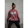 Erkek Güvercin Baskılı Sweatshirt - Gül Kurusu