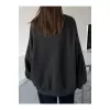 Kadın Düz Bisiklet Yaka Sweat - Siyah