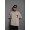 Erkek Sırt Baskılı A Kalite Oversize T-shirt - Gri