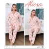 Alissa 6  Bayan Somon Puanlı Patlı Uzun Kol Pijama Takımı