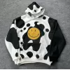 Kadın Smiley Face Kapüşonlu Sweatshirt - Siyah