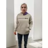 Kadın Baskılı Kapüşonlu Sweatshirt - Gri