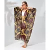 Kadın Rahat Kesim Kemerli Şifon Kimono - Kahve