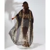 Kadın Rahat Kesim Kemerli Şifon Kimono - Leopar
