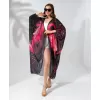 Kadın Rahat Kesim Kemerli Şifon Kimono - Siyah