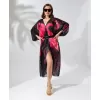 Kadın Rahat Kesim Kemerli Şifon Kimono - Siyah