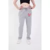 Oversize Boru Paça Baskılı Eşofman Pantolon - Gri
