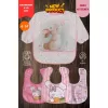 SEVİMLİ TAVŞAN DESEN 4LÜ SET EKO SIVI GEÇİRMEZ AKTİVİTE VE MAMA ÖNLÜĞÜ KENDİ KUTUSUNDA 6-24 AY