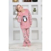 Kapitex 4993 Kız Çocuk Penguenli Polar Uzun Kol Pijama Takımı