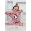 Kapitex 4993 Kız Çocuk Penguenli Polar Uzun Kol Pijama Takımı