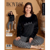 Boyraz 09012 Bayan Desenli Fransız Kadife Pijama Takımı