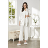 Pierre Cardin  0 Kadife Saten 3lü Kadın Croplu Pijama Takımı
